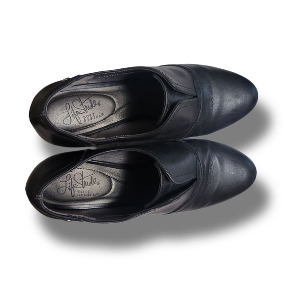 🌿LifeStride Women's 7.5M Soft System Womens Black Leather Wedge Booties - Picture 3 of 11